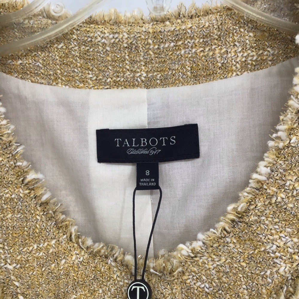 Talbots NWT The Grace Fit Boucle’ Fitted Jacket Career Classic Golden Size 8 - Picture 5 of 11